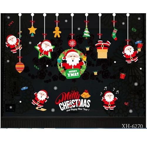 Decal 2 mặt trang trí noel dây treo ông già noel vui nhộn