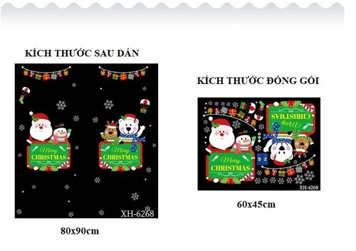 Decal trang trí noel 2 mặt đón giáng sinh