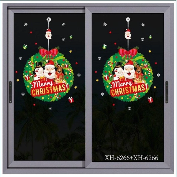 Decal 2 mặt trang trí noel vòng lá vọng giáng sinh
