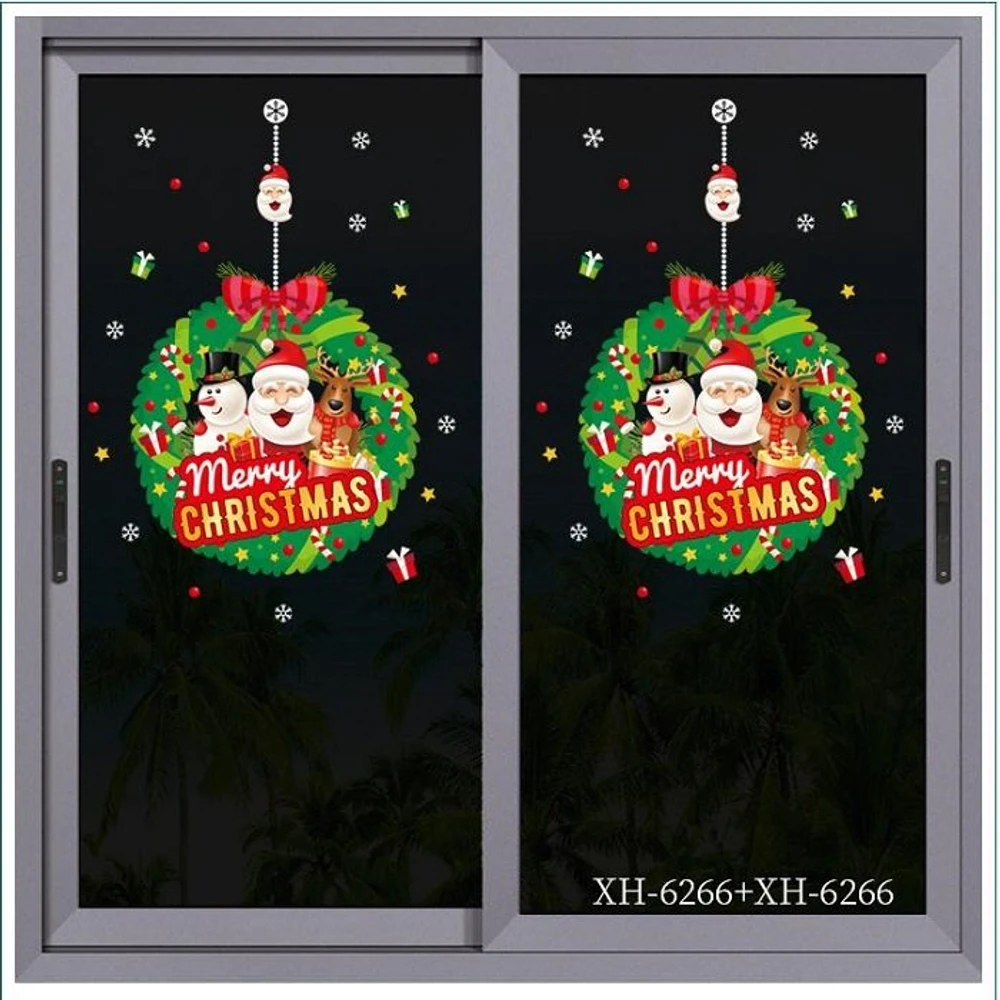 Decal trang trí noel 2 mặt vòng lá vọng giáng sinh