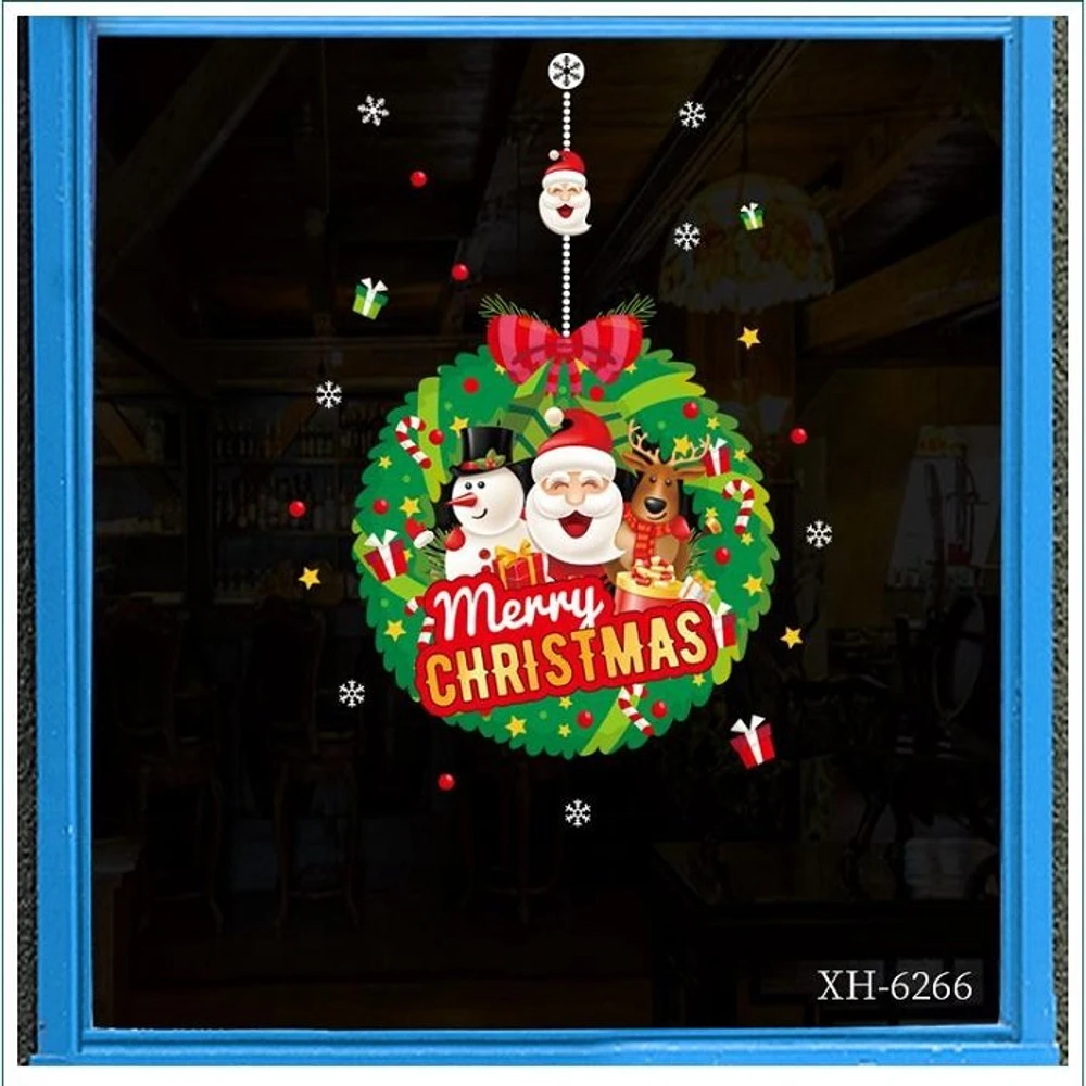 Decal trang trí noel 2 mặt vòng lá vọng giáng sinh