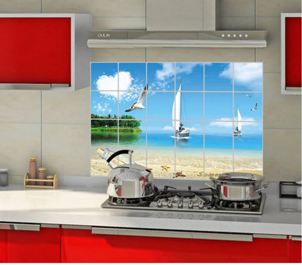 Decal Nhôm Dán Bếp Thuyền Buồm size 60x90