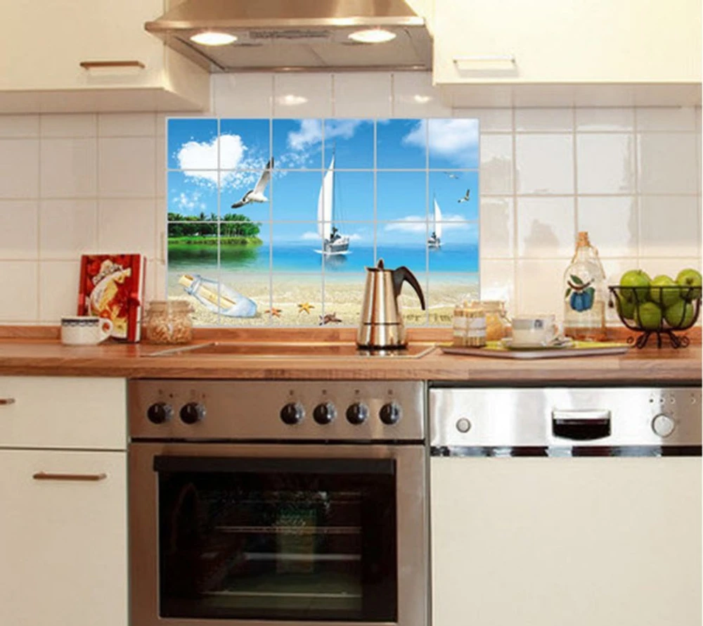 Decal Nhôm Dán Bếp Thuyền Buồm size 60x90