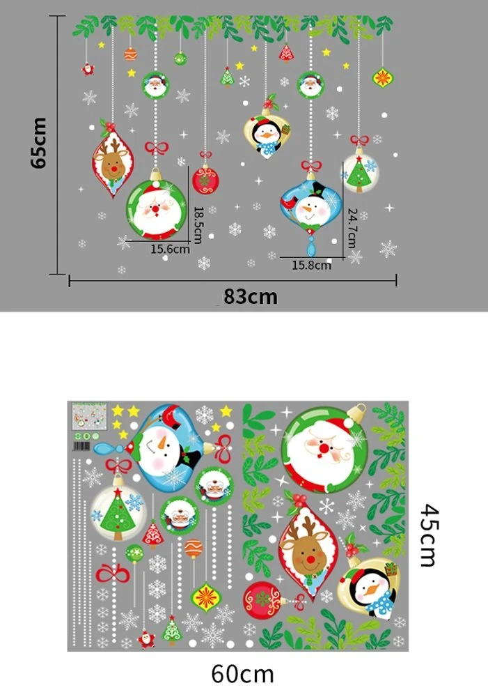 Decal 2 mặt trang trí noel dây treo ông già noel và những người bạn