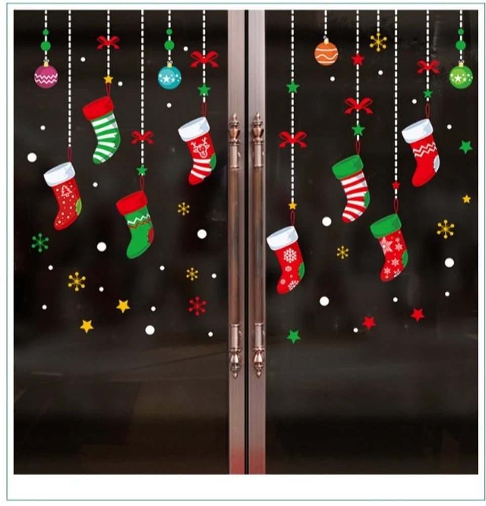 Decal 2 mặt trang trí noel dây treo với noel 2