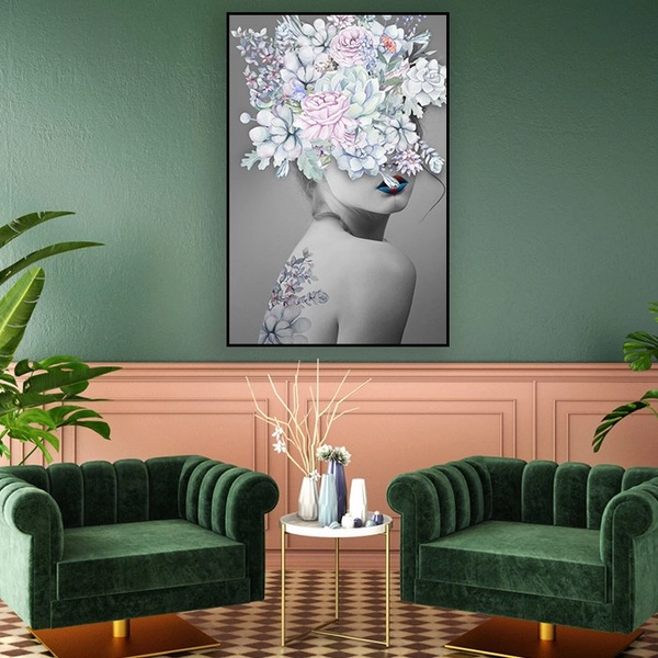 Tranh Treo Tường Nghệ Thuật Cô Gái Và Hoa Ngũ Sắc