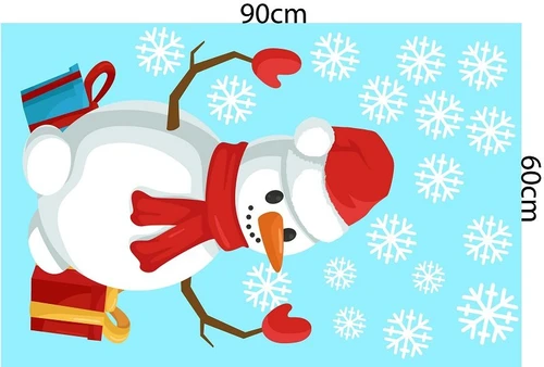 decal trang trí noel người tuyết và hộp quà