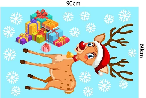 decal trang trí noel tuần lộc và hộp quà noel