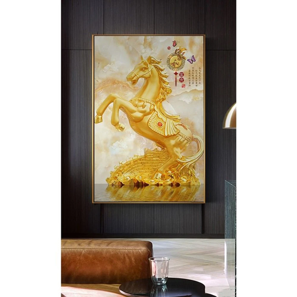 tranh treo tường ngựa vàng giàu sang