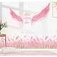 Decal dán chân tường cỏ hồng và đôi cánh hồng
