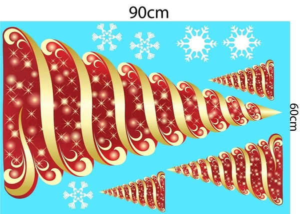 Combo Decal trang trí noel người tuyết vàng và cây thông