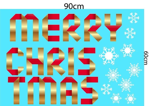 Decal trang trí noel người tuyết vàng và cây thông đỏ vàng