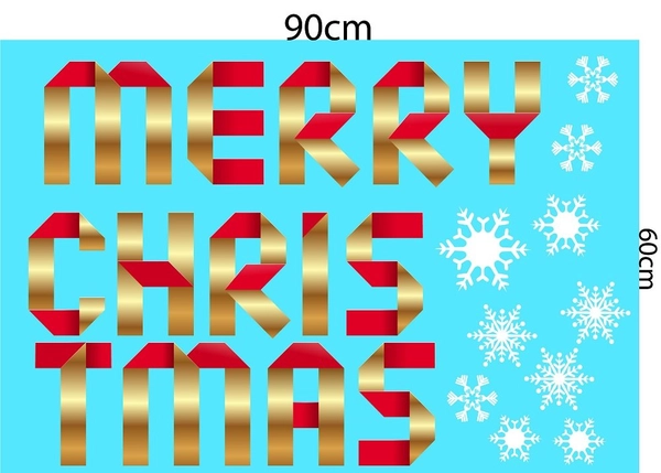 Combo Decal trang trí noel người tuyết vàng và cây thông