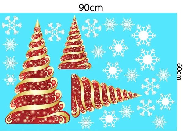 Combo Decal trang trí noel người tuyết vàng và cây thông