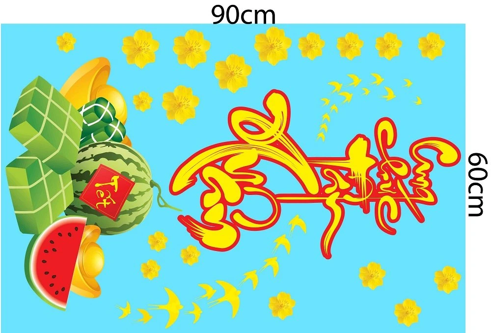 Combo Decal Trang Trí Tết Xuân Như Ý Tấn Tài Tấn Lộc