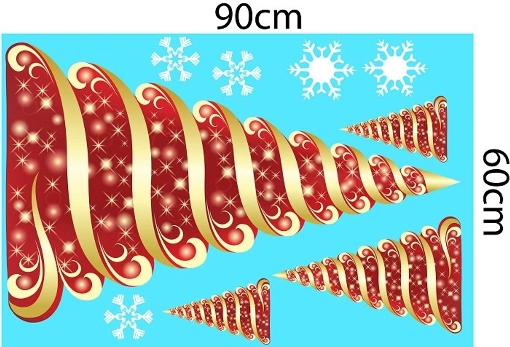 Decal trang trí noel cây thông đỏ