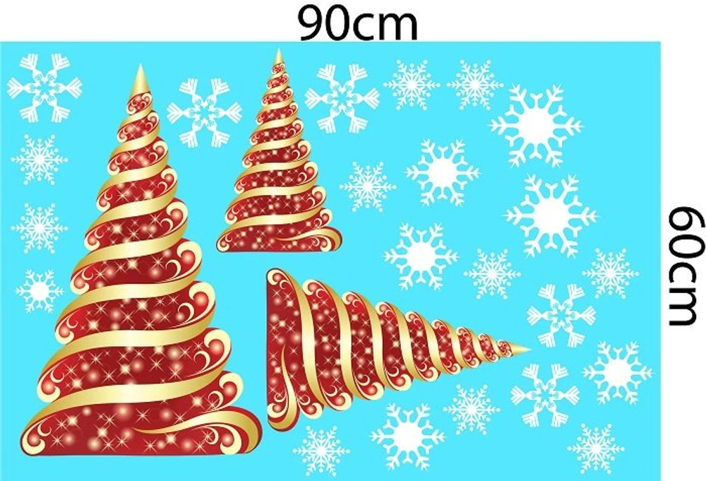 Decal trang trí noel cây thông đỏ