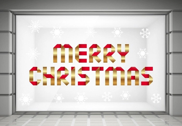 Decal trang trí noel merry christmas và bông tuyết