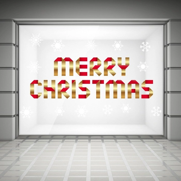 Decal trang trí noel merry christmas và bông tuyết