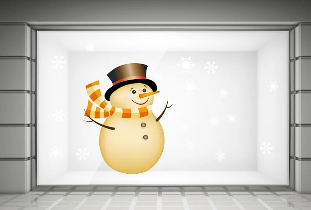 Decal trang trí noel người tuyết choàng khăn ấm