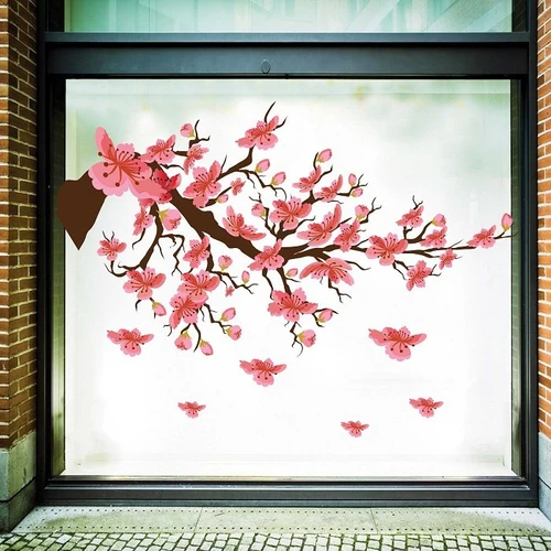 Decal trang trí tết cành đào hồng