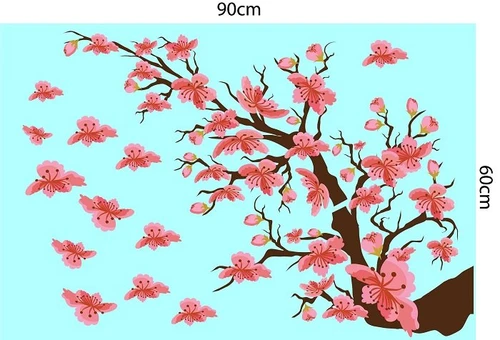 Decal trang trí tết cành đào hồng