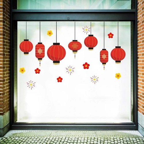 Decal trang trí tết lồng đèn xuân