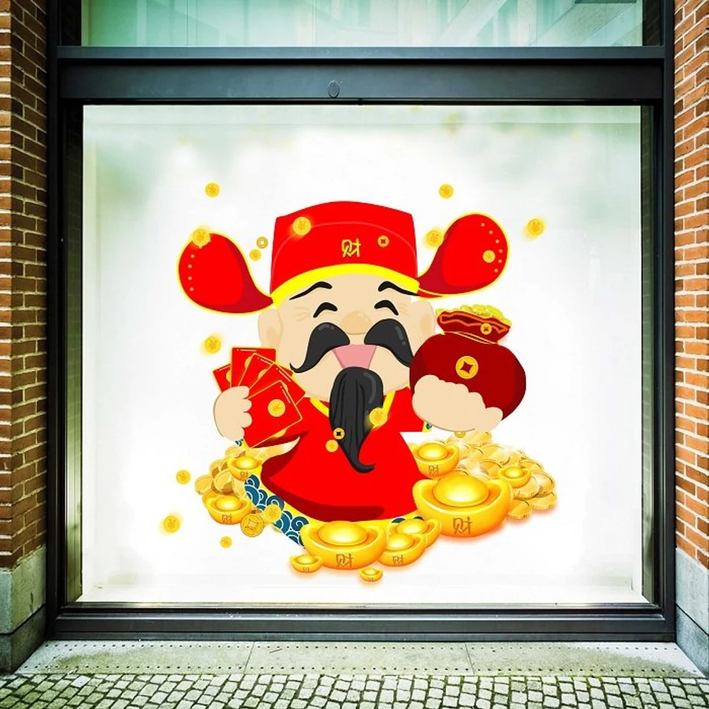 Decal trang trí tết thần tài vàng