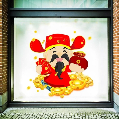 Decal trang trí tết thần tài vàng