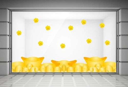 Decal trang trí tết thỏi vàng phát tài