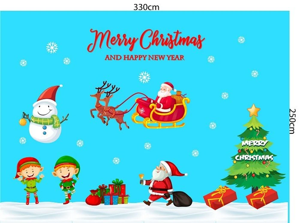 Decal trang trí noel combo bé vui giáng sinh