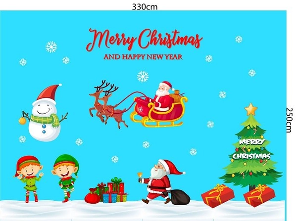 Decal trang trí noel combo bé vui giáng sinh