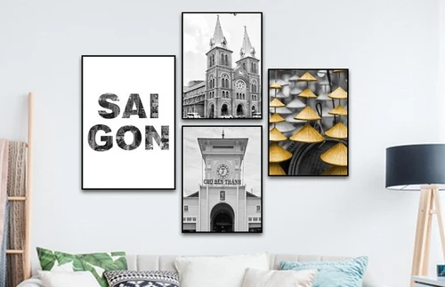 tranh treo tường Sài Gòn Trắng và đen