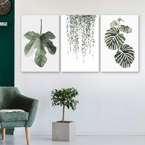 tranh treo tường lá xanh đơn sắc