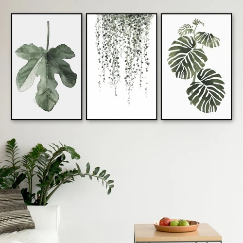 tranh treo tường lá xanh đơn sắc