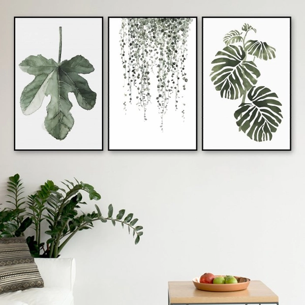 tranh treo tường lá xanh đơn sắc