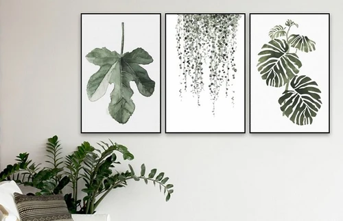 tranh treo tường lá xanh đơn sắc