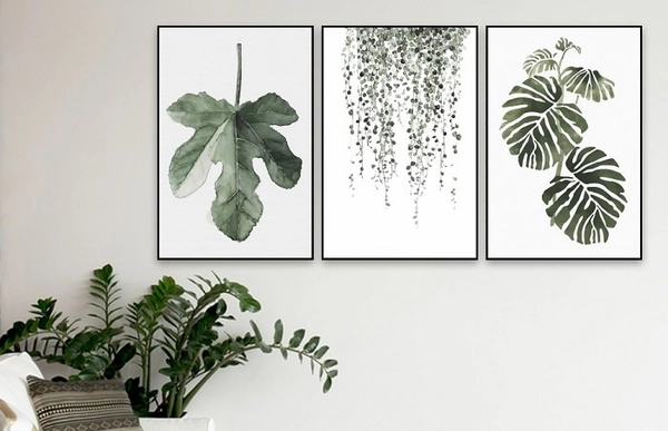 tranh treo tường lá xanh đơn sắc