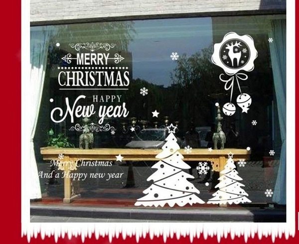Decal noel dán kính merry christmas and happy new year
