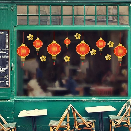 Decal Trang Trí Tết Lồng đỏ Đèn Đón Xuân