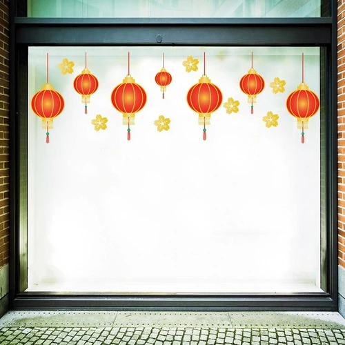 Decal Trang Trí Tết Lồng đỏ Đèn Đón Xuân