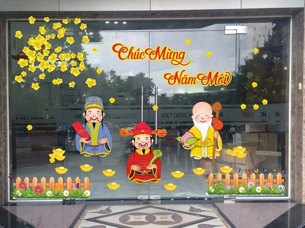 Combo decal trang trí tết phúc lộc thọ chúc năm mới