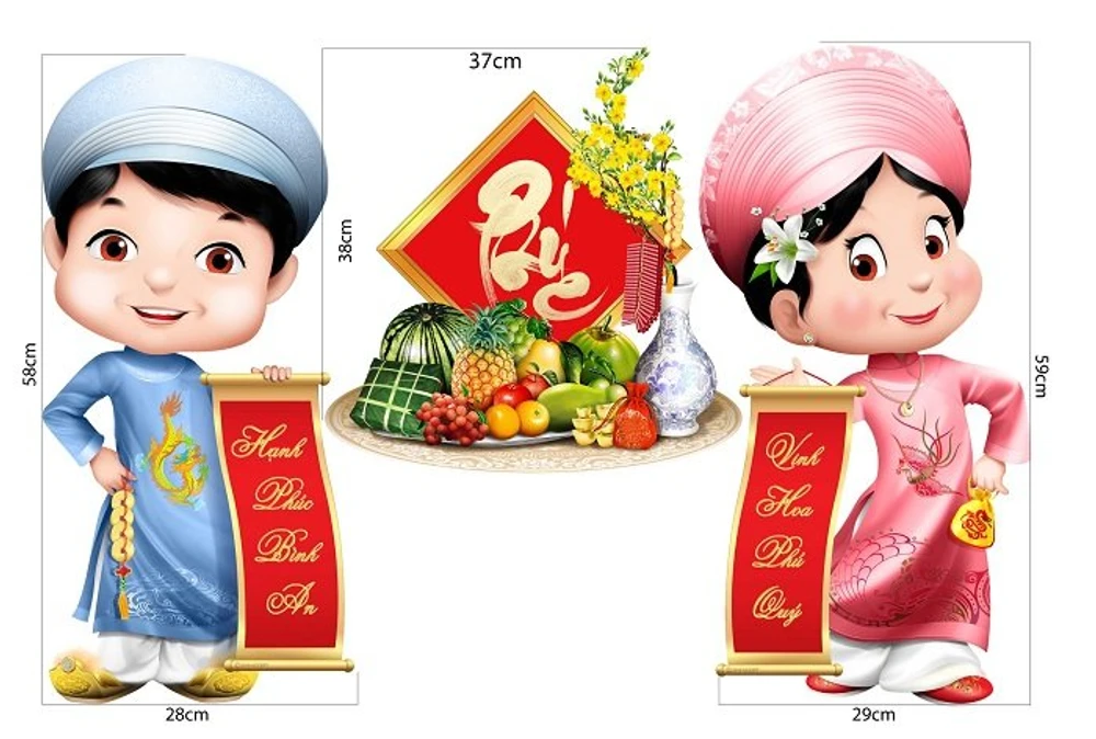 Decal bé chúc tết 1
