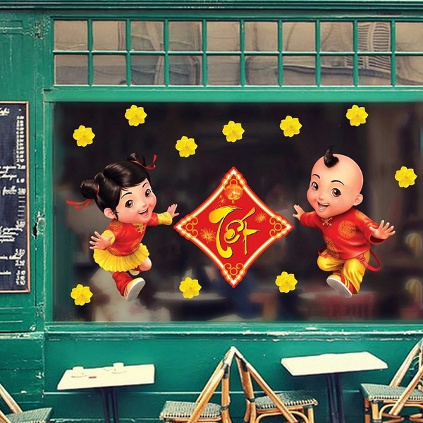 Decal trang trí tết và bé 2