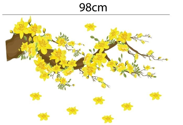 Decal trang trí tết cành hoa mai vàng 3