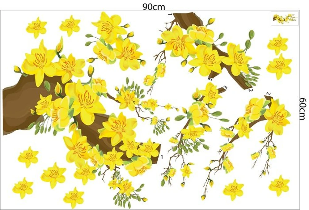 Combo Decal Trang Trí Tết Bé Viết Thư Pháp Chúc Xuân Hạnh Phúc Bình An