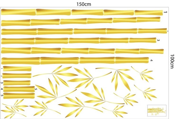 Decal trang trí tết bụi tre vàng cao 2m