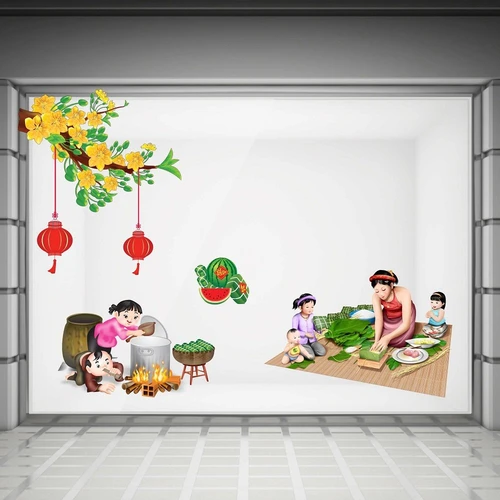 Combo decal trang trí cửa kính ngày tết 14
