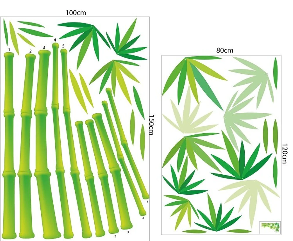 Decal trang trí tết bụi tre xanh 80x120Cm