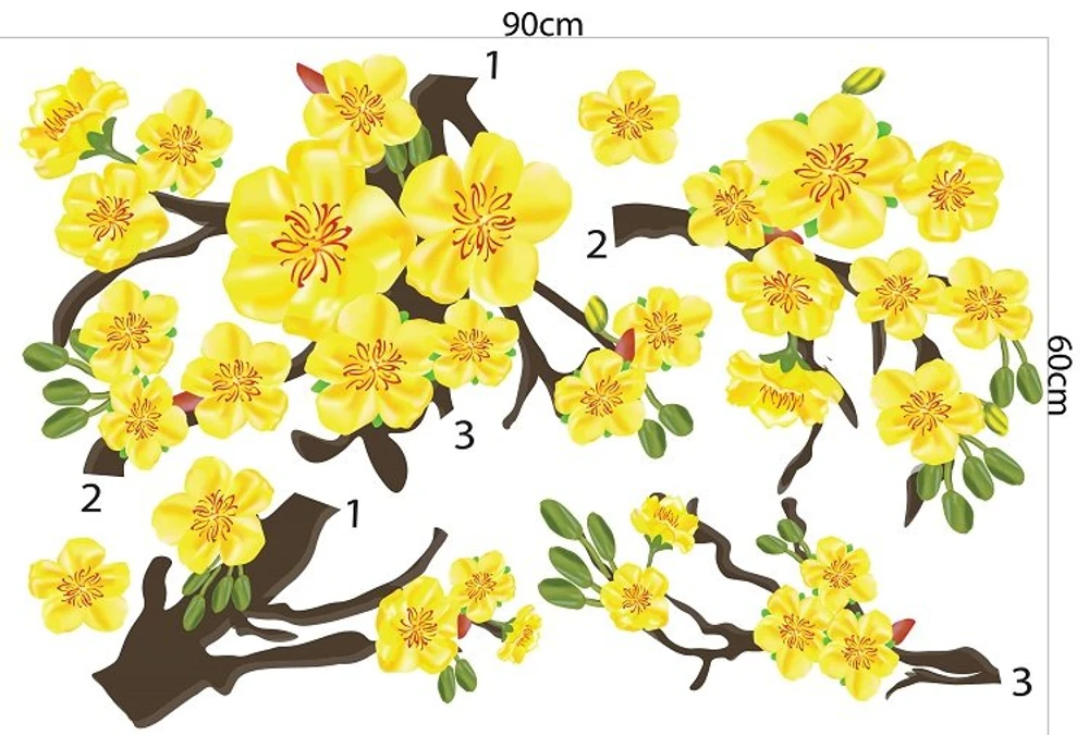 Combo Decal Trang Trí Tết Bé Múa Lân Mừng Năm Mới Vạn Sự Như Ý